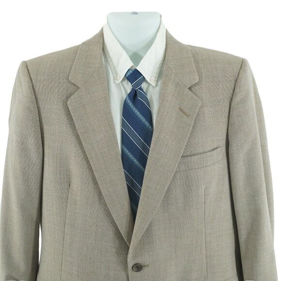 Hart Schaffner Marx Christian Dior Wool Tan Red Green Check 2 Button Blazer‎ 40L - Picture 1 of 12